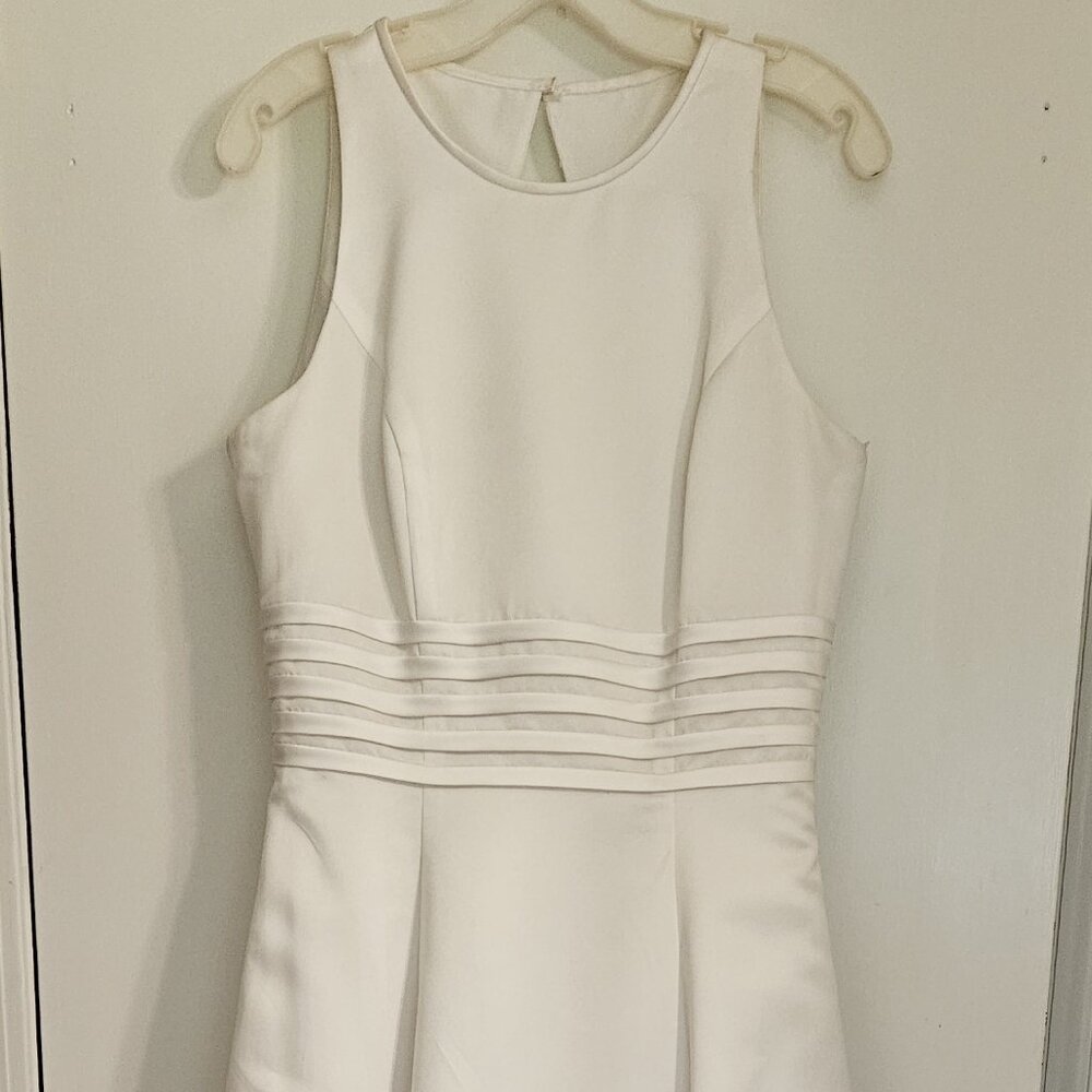 White Wedding Dress Michaelangelo Sleeveless Full Satin Size 12